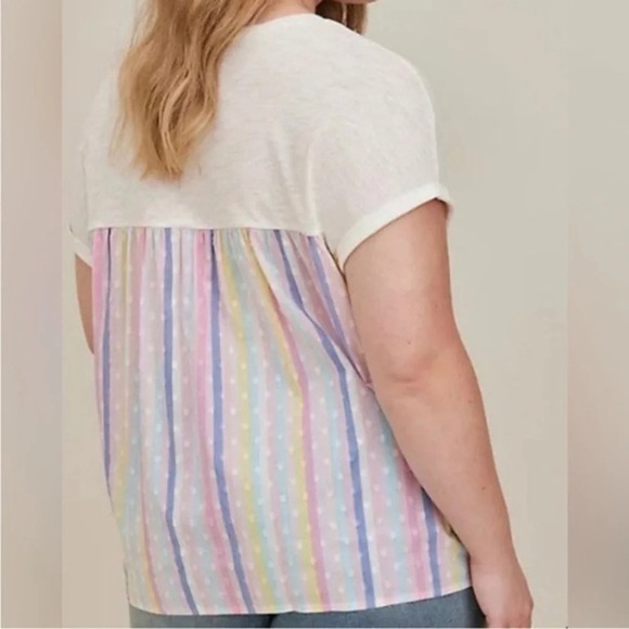 torrid NWT 100% Cotton White Multicolor Striped Back Mixer Tee 2X Women’s - Picture 11 of 11